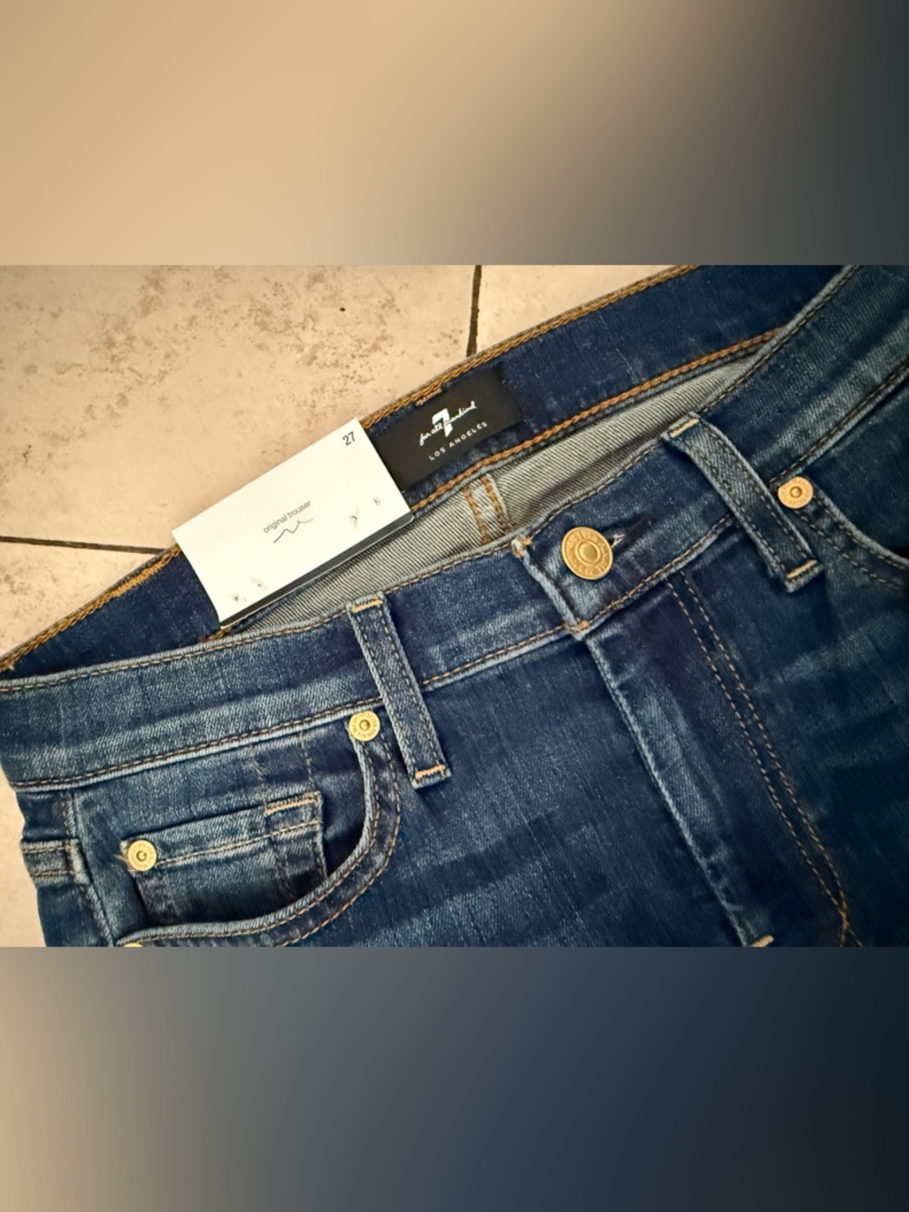 7 For All Mankind Dark Indigo Wide Leg Jeans - Picture 4 of 12